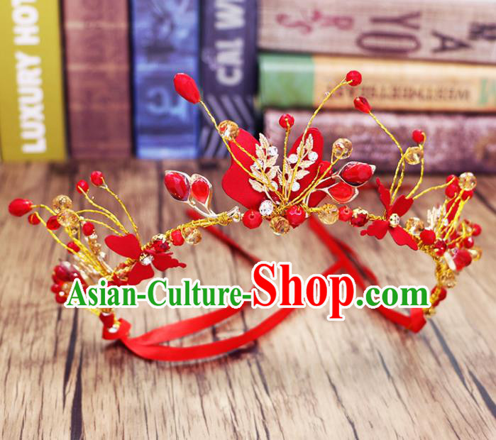Top Grade Handmade Hair Accessories Classical Bride Red Royal Crown for Women Top Grade Handmade Hair Accessories Classical Bride Red Royal Crown for Women