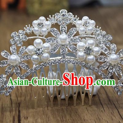 Top Grade Handmade Hair Accessories Princess Classical Pearls Hair Comb for Women