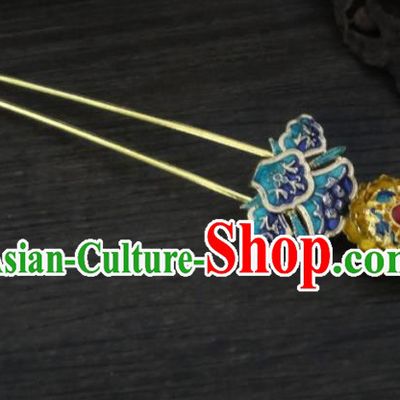 Chinese Ancient Palace Hair Accessories Traditional Classical Tang Dynasty Golden Hairpins for Women