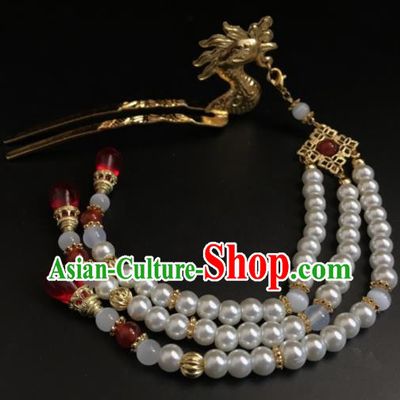 Chinese Ancient Princess Hair Accessories Traditional Pearls Tassel Phoenix Hairpins for Women