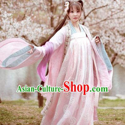 Traditional Chinese Ancient Nobility Lady Pink Hanfu Dress Tang Dynasty Princess Historical Costume Complete Set for Women