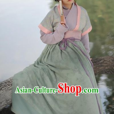 Chinese Ancient Maidservants Green Hanfu Dress Song Dynasty Young Lady Historical Costume Complete Set for Women