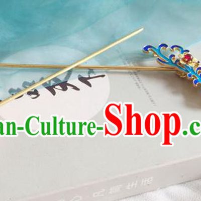 Chinese Ancient Hanfu Hair Accessories Traditional Blueing Phoenix Tassel Hairpins for Women