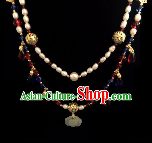 Chinese Ancient Hanfu Jewelry Accessories Traditional Pearls Necklace Conophytum Pucillum for Women Chinese Ancient Hanfu Jewelry Accessories Traditional Pearls Necklace Conophytum Pucillum for Women