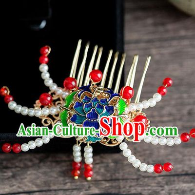 Chinese Ancient Hanfu Hair Accessories Traditional Wedding Pearls Crab Hair Comb Hairpins for Women