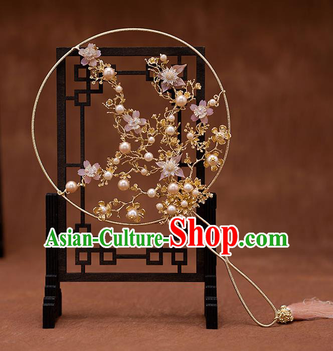 Chinese Ancient Wedding Accessories Traditional Bride Plum Blossom Palace Fans for Women Chinese Ancient Wedding Accessories Traditional Bride Plum Blossom Palace Fans for Women