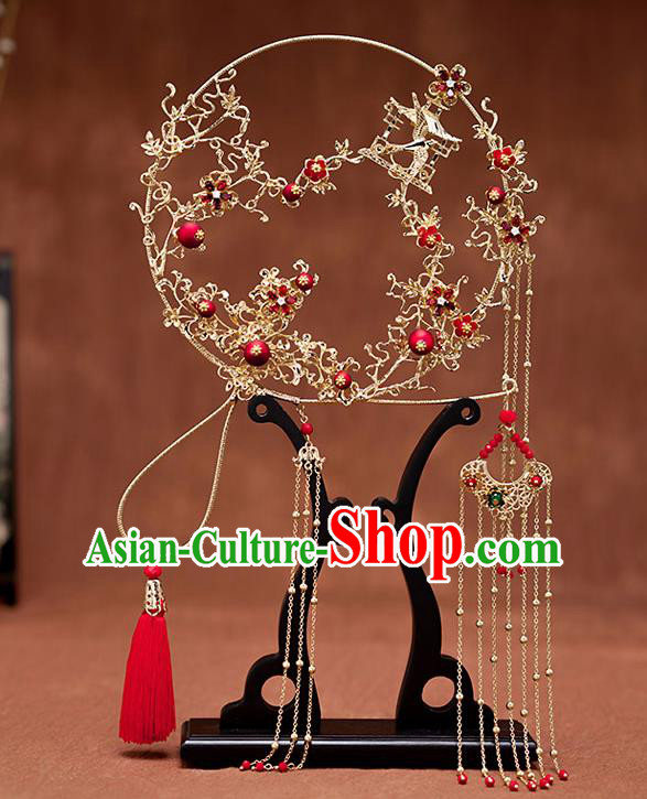 Chinese Ancient Wedding Accessories Traditional Bride Tassel Palace Fans for Women Chinese Ancient Wedding Accessories Traditional Bride Tassel Palace Fans for Women