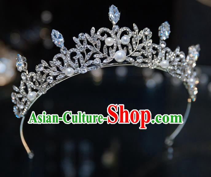 Handmade Baroque Hair Accessories Princess Wedding Pearls Crystal Royal Crown for Women Handmade Baroque Hair Accessories Princess Wedding Pearls Crystal Royal Crown for Women