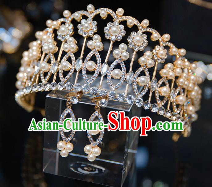 Handmade Baroque Hair Accessories Wedding Queen Crystal Royal Crown for Women Handmade Baroque Hair Accessories Wedding Queen Crystal Royal Crown for Women