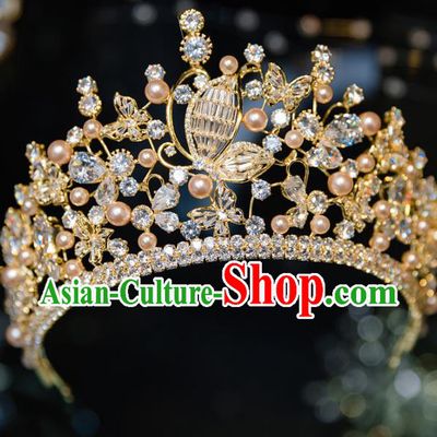Handmade Baroque Hair Accessories Wedding Queen Crystal Butterfly Royal Crown for Women