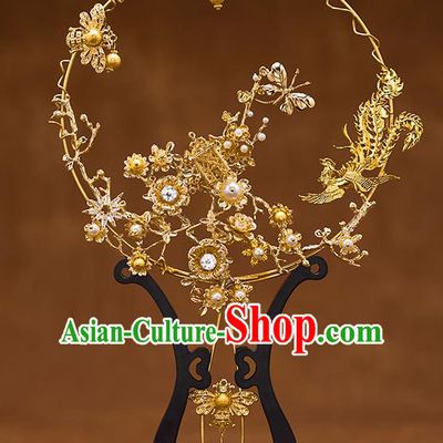 Chinese Ancient Bride Accessories Traditional Wedding Classical Palace Fans for Women