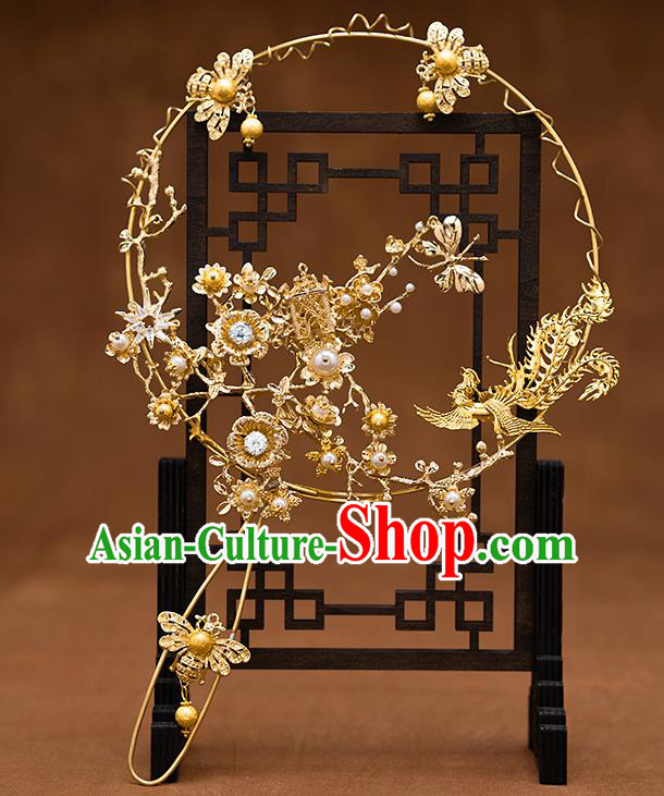 Chinese Ancient Bride Accessories Traditional Wedding Classical Palace Fans for Women Chinese Ancient Bride Accessories Traditional Wedding Classical Palace Fans for Women