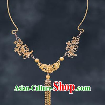 Chinese Ancient Bride Hanfu Jewelry Accessories Traditional Tassel Necklace for Women
