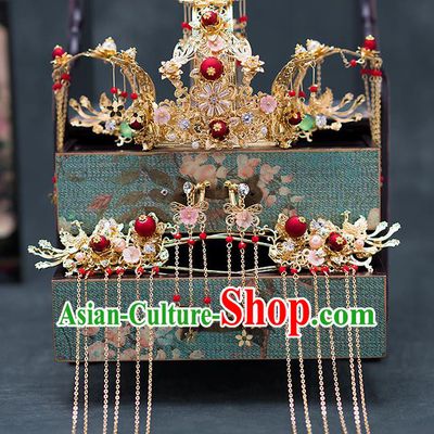 Chinese Ancient Wedding Hair Accessories Traditional Hanfu Hairpins Palace Phoenix Coronet for Women