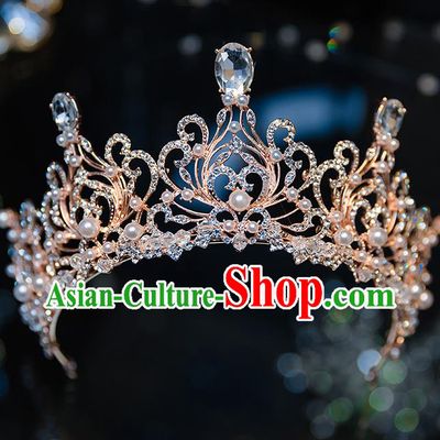 Handmade Baroque Hair Accessories Wedding Queen Crystal Royal Crown for Women