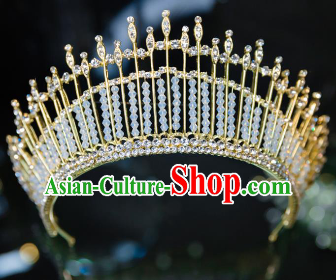 Handmade Baroque Hair Accessories Wedding Queen Crystal Beads Royal Crown for Women Handmade Baroque Hair Accessories Wedding Queen Crystal Beads Royal Crown for Women