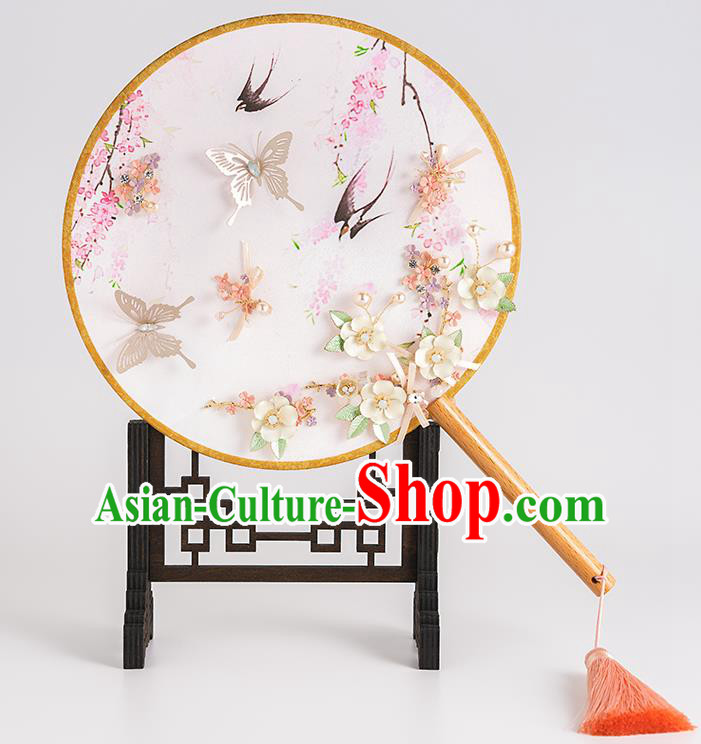 Chinese Ancient Bride Round Fans Traditional Wedding Classical Palace Fans for Women Chinese Ancient Bride Round Fans Traditional Wedding Classical Palace Fans for Women