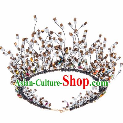 Handmade Baroque Hair Accessories Wedding Queen Black Royal Crown for Women