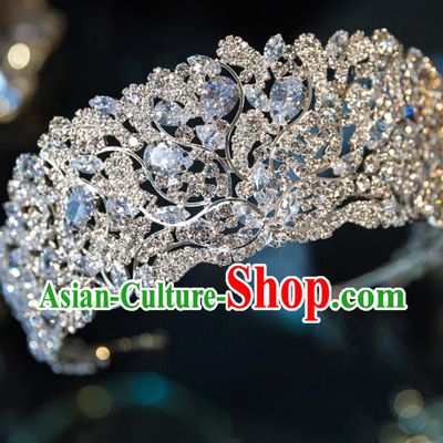 Handmade Wedding Hair Accessories Baroque Queen Luxury Crystal Royal Crown for Women