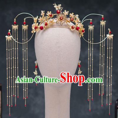 Chinese Ancient Queen Hair Accessories Tassel Phoenix Coronet Traditional Hanfu Hairpins for Women