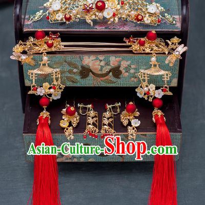 Chinese Ancient Queen Hair Accessories Phoenix Coronet Traditional Hanfu Hairpins for Women