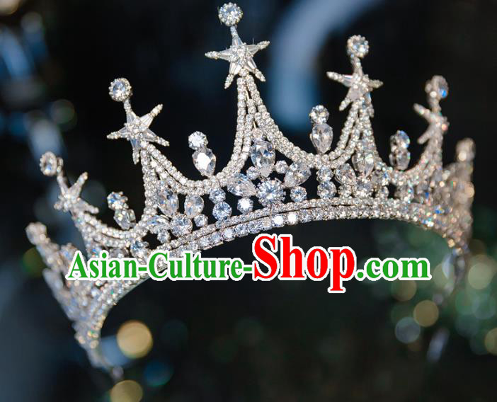 Handmade Baroque Wedding Hair Accessories Princess Zircon Stars Royal Crown for Women
