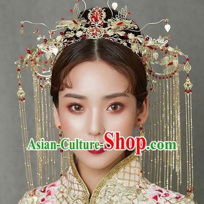 Chinese Ancient Wedding Phoenix Coronet Traditional Bride Palace Hair Accessories for Women