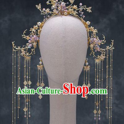 Chinese Ancient Wedding Tassel Hair Clasp Traditional Bride Palace Hair Accessories for Women