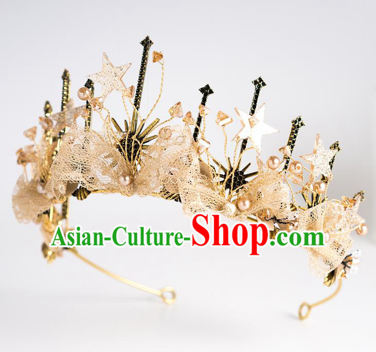 Handmade Wedding Bride Hair Accessories Baroque Golden Royal Crown for Women Handmade Wedding Bride Hair Accessories Baroque Golden Royal Crown for Women
