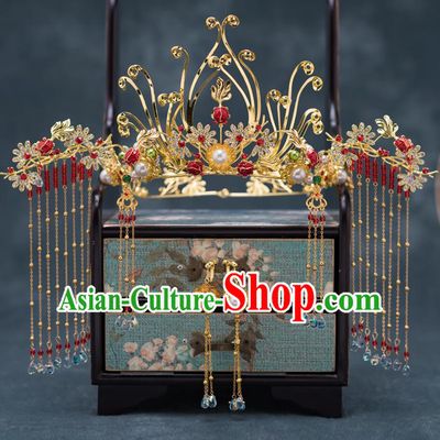 Chinese Ancient Palace Phoenix Coronet Traditional Bride Hair Accessories for Women