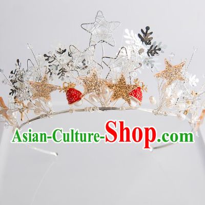 Handmade Wedding Bride Hair Accessories Baroque Golden Stars Royal Crown for Women