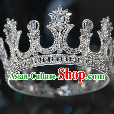 Handmade Wedding Bride Hair Accessories Baroque Princess Zircon Royal Crown for Women
