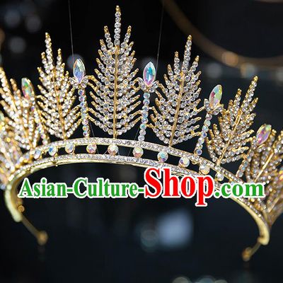 Handmade Wedding Bride Hair Accessories Baroque Princess Luxury Zircon Golden Royal Crown for Women