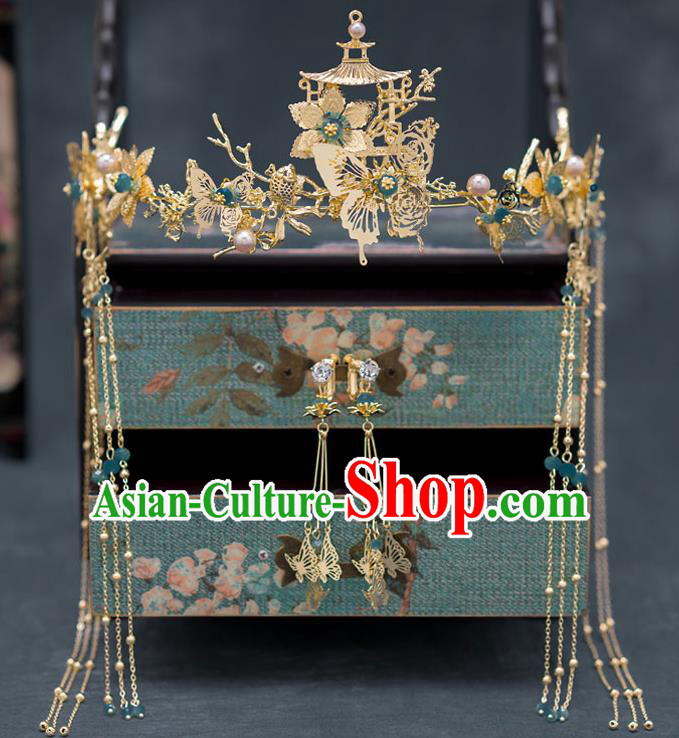 Chinese Ancient Bride Wedding Hair Clasp Traditional Palace Hair Accessories for Women Chinese Ancient Bride Wedding Hair Clasp Traditional Palace Hair Accessories for Women