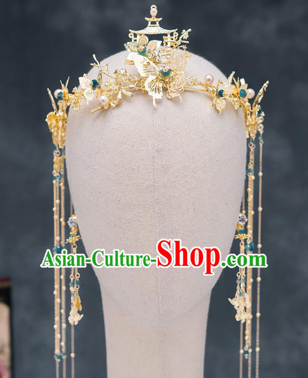Chinese Ancient Bride Wedding Hair Clasp Traditional Palace Hair Accessories for Women Chinese Ancient Bride Wedding Hair Clasp Traditional Palace Hair Accessories for Women