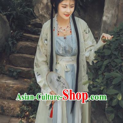 Traditional Chinese Song Dynasty Nobility Lady Replica Costumes Ancient Embroidered Hanfu Dress for Women