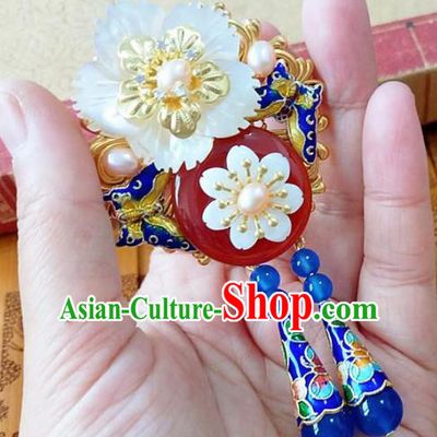 Chinese Ancient Bride Hanfu Accessories Traditional Palace Blueing Brooch for Women