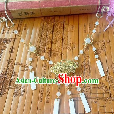 Chinese Ancient Bride Hanfu Accessories Traditional Palace Golden Necklace for Women