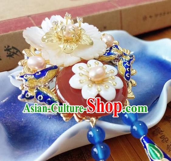 Chinese Ancient Bride Hanfu Accessories Traditional Palace Blueing Brooch for Women Chinese Ancient Bride Hanfu Accessories Traditional Palace Blueing Brooch for Women