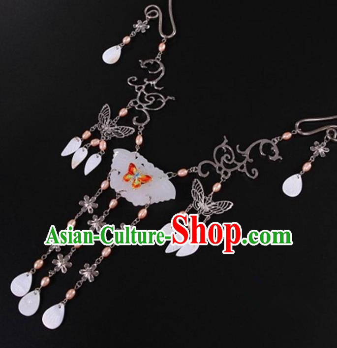 Chinese Ancient Princess Jewelry Accessories Traditional Hanfu Jade Butterfly Necklace for Women Chinese Ancient Princess Jewelry Accessories Traditional Hanfu Jade Butterfly Necklace for Women