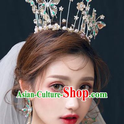 Top Grade Wedding Hair Accessories Traditional Baroque Bride Butterfly Royal Crown for Women