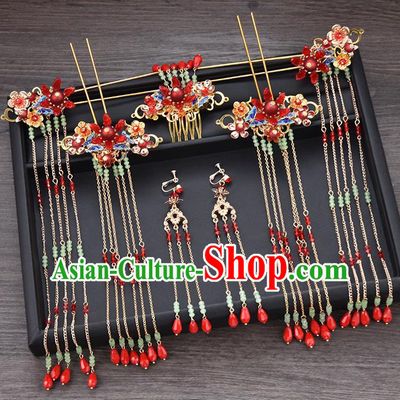 Chinese Ancient Hair Accessories Wedding Tassel Hairpins Traditional Bride Hair Comb for Women