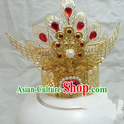 Chinese Ancient Swordsman Hair Accessories Traditional Prince Golden Hair Crown for Men