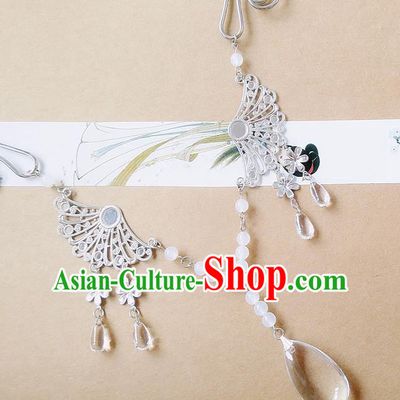 Chinese Ancient Bride Hanfu Accessories Traditional Palace Crystal Necklace for Women