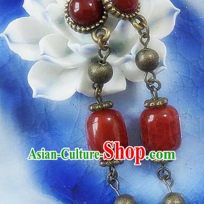 Chinese Ancient Princess Jewelry Accessories Traditional Agate Earrings for Women