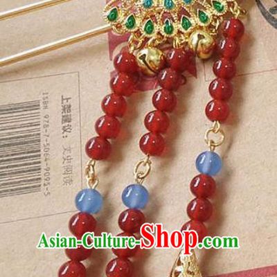 Chinese Ancient Princess Hair Accessories Traditional Hanfu Blueing Peacock Hairpins for Women