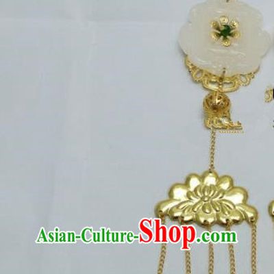 Chinese Traditional Palace Jade Hairpins Ancient Han Dynasty Queen Hair Accessories for Women