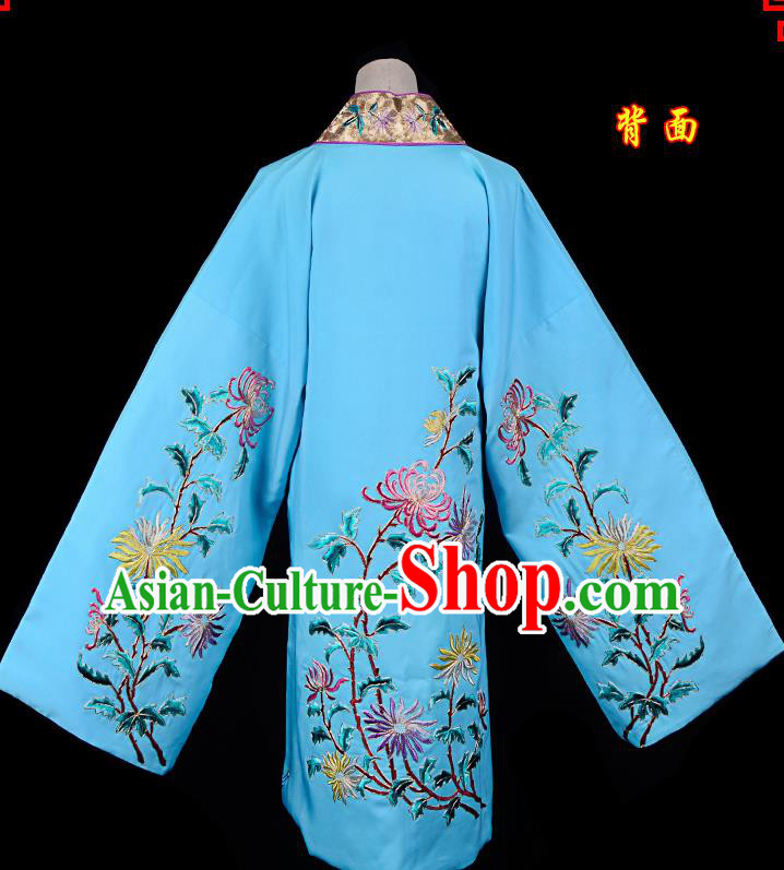 Professional Chinese Traditional Beijing Opera Princess Costume Embroidered Chrysanthemum Blue Dress for Adults Professional Chinese Traditional Beijing Opera Princess Costume Embroidered Chrysanthemum Blue Dress for Adults
