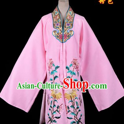 Professional Chinese Traditional Beijing Opera Princess Costume Embroidered Chrysanthemum Pink Dress for Adults