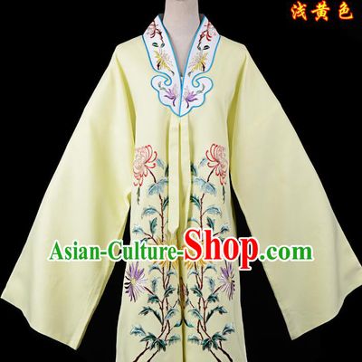 Professional Chinese Traditional Beijing Opera Princess Costume Embroidered Chrysanthemum Yellow Dress for Adults